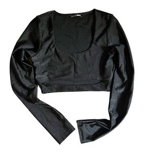 Black Fashion Nova Long Sleeve Crop Top Small